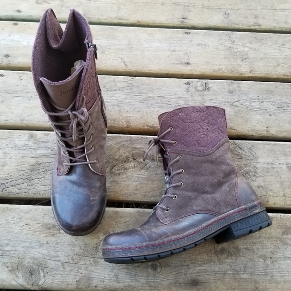 Jambu Shoes - Jambu Encore Hemlock Brown Plum Purple Leather Felt Winter Boots 10M